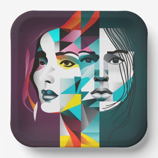 Women face  paper plate (Front)