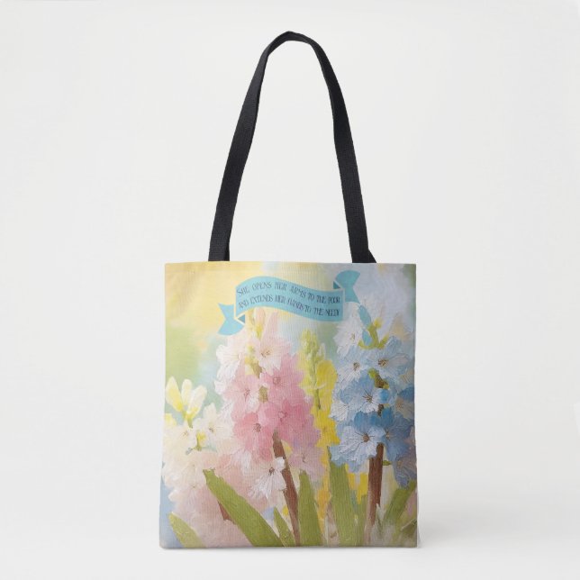 Women Faith Bible, Hyacinth Flowers, Mother Day Tote Bag (Front)