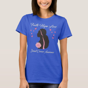 Women Faith Hope Love Breast Cancer Awareness Flow T-Shirt
