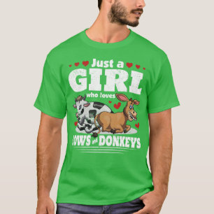 Women Farm Animal Donkey Farmer Girls Farming Cow T-Shirt
