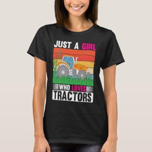 Women Farm Life Tee Girl Loves Tractor Family Farm