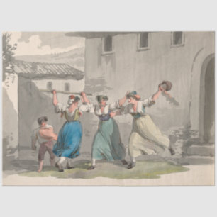 Women Fighting in Rome, Italy (Historical Scene) Tissue Paper