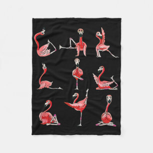 Women Flamingo Do Yoga Pose Meditation Men Women T Fleece Blanket