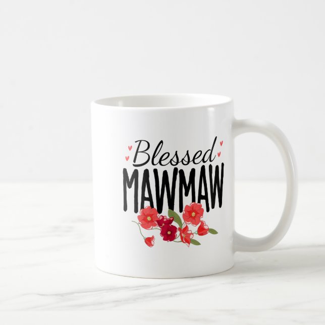 Women Flowers Blessed Mawmaw For Grandparents Moth Coffee Mug (Right)