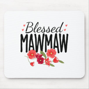 Women Flowers Blessed Mawmaw For Grandparents Moth Mouse Pad