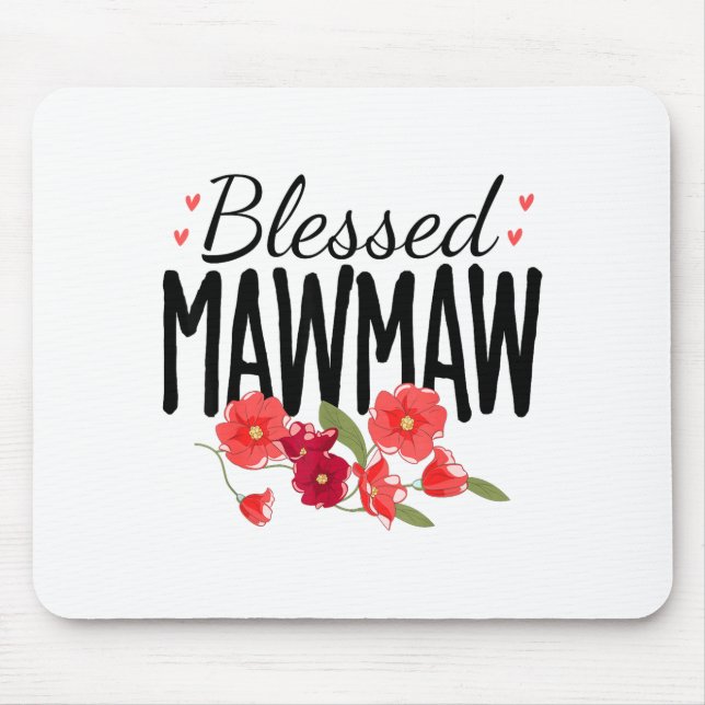 Women Flowers Blessed Mawmaw For Grandparents Moth Mouse Pad (Front)