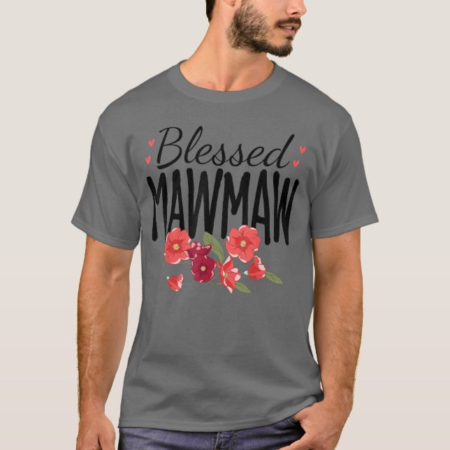 Women Flowers Blessed Mawmaw for Grandparents Moth T-Shirt (Front)