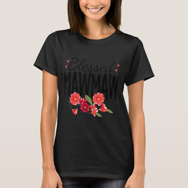Women Flowers Blessed Mawmaw For Grandparents Moth T-Shirt (Front)