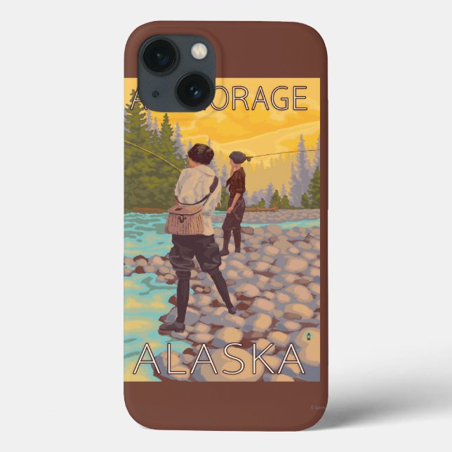 Women Fly Fishing - Anchorage, Alaska Case-Mate iPhone Case (Back)