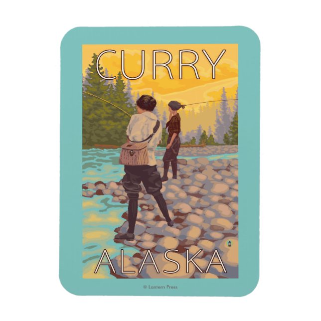 Women Fly Fishing - Curry, Alaska Magnet (Vertical)
