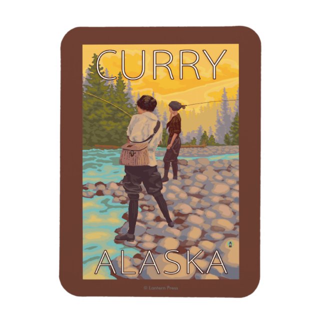 Women Fly Fishing - Curry, Alaska Magnet (Vertical)