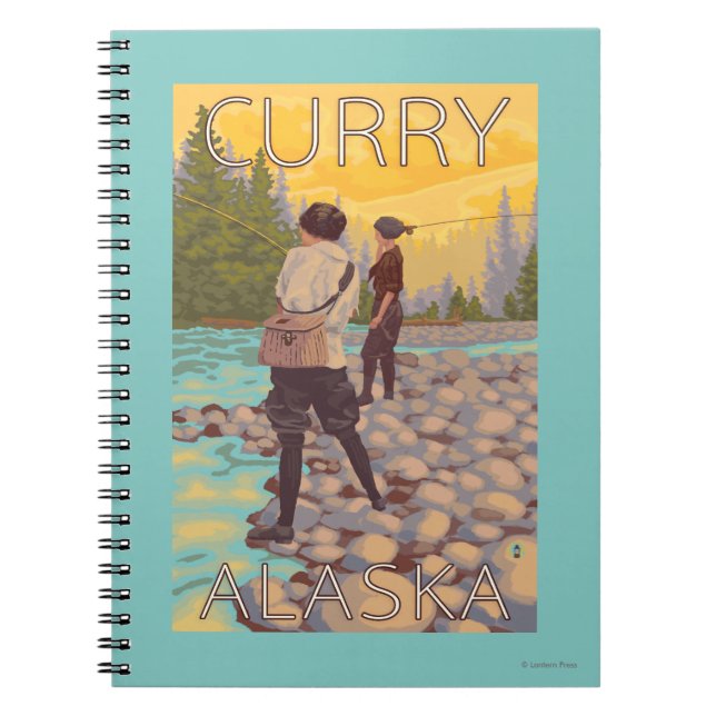 Women Fly Fishing - Curry, Alaska Notebook (Front)
