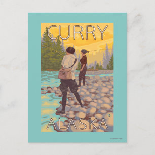 Women Fly Fishing - Curry, Alaska Postcard