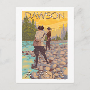 Women Fly Fishing - Dawson, Alaska Postcard