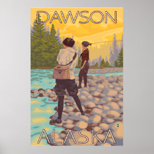 Women Fly Fishing - Dawson, Alaska Poster