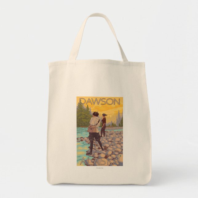 Women Fly Fishing - Dawson, Alaska Tote Bag (Front)