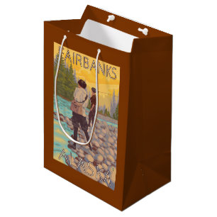 Women Fly Fishing - Fairbanks, Alaska Medium Gift Bag