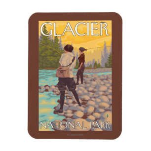 Women Fly Fishing - Glacier National Park, MT Magnet