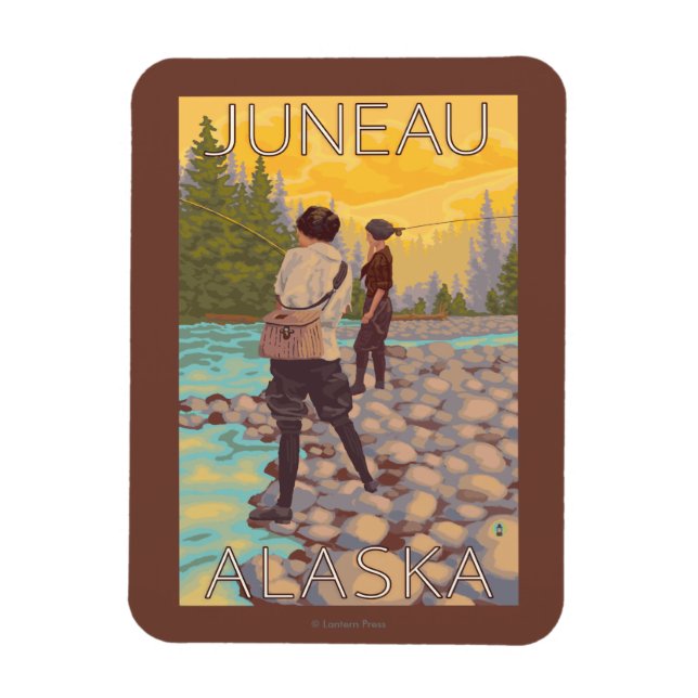 Women Fly Fishing - Juneau, Alaska Magnet (Vertical)