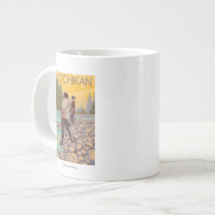 Women Fly Fishing - Ketchikan, Alaska Large Coffee Mug