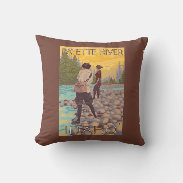 Women Fly Fishing - Payette River, Idaho Cushion (Front)
