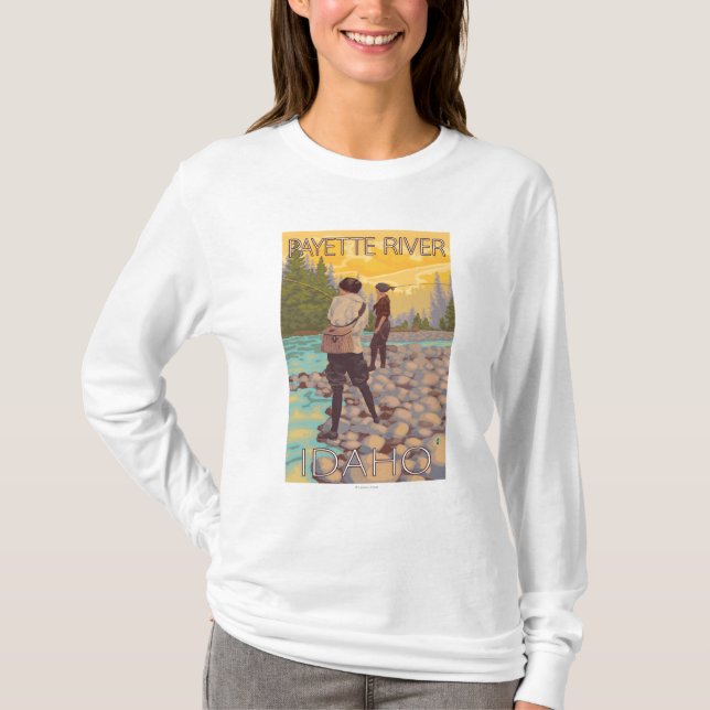 Women Fly Fishing - Payette River, Idaho T-Shirt (Front)