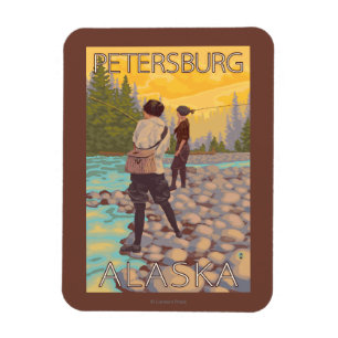 Women Fly Fishing - Petersburg, Alaska Magnet