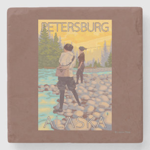 Women Fly Fishing - Petersburg, Alaska Stone Coaster