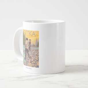 Women Fly Fishing - Sitka, Alaska Large Coffee Mug