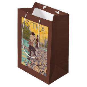 Women Fly Fishing - Sitka, Alaska Medium Gift Bag