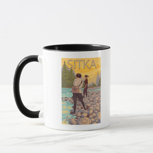 Women Fly Fishing - Sitka, Alaska Mug (Left)