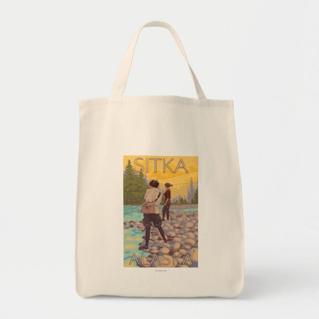 Women Fly Fishing - Sitka, Alaska Tote Bag (Front)