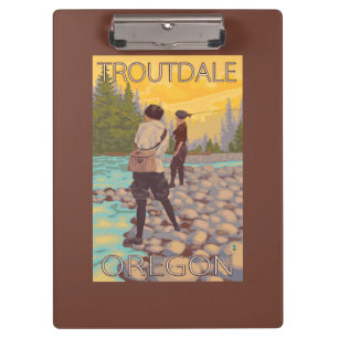 Women Fly Fishing - Troutdale, Oregon Clipboard