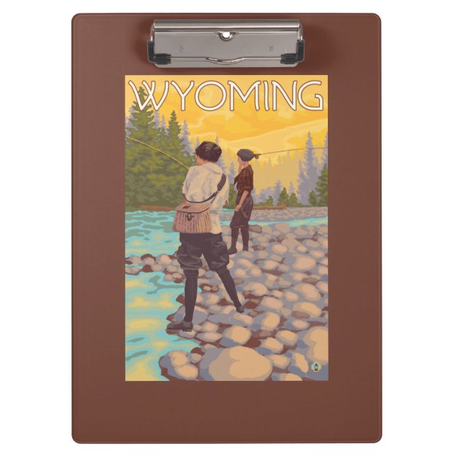 Women Fly Fishing - Wyoming Clipboard (Front)