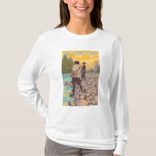 Women Fly Fishing - Yellowstone National Park T-Shirt