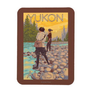 Women Fly Fishing - Yukon, Alaska Magnet