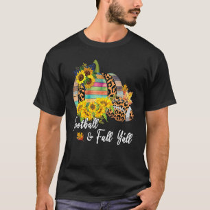 Women Football And Fall Y'all Leopard Pumpkin Sunf T-Shirt