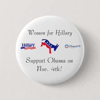 Women for Hillary, Support Obama 6 Cm Round Badge