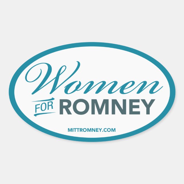 Women For Mitt Romney 2012 (White Oval Sticker) Oval Sticker (Front)