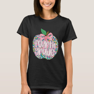 Women Fourth Grade Teacher Team Apple Floral Back T-Shirt