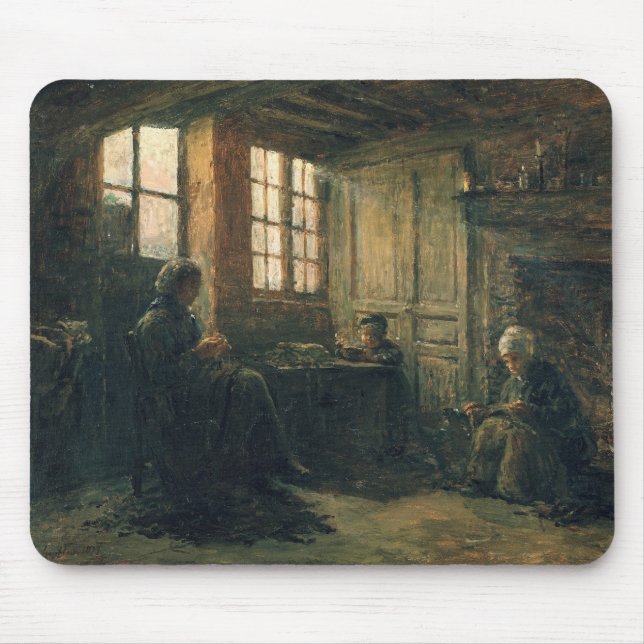 Women Fraying Linen, Honfleur, 1877 Mouse Pad (Front)