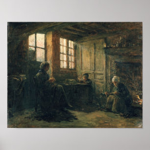 Women Fraying Linen, Honfleur, 1877 Poster