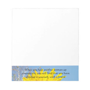 Women Friends Notepads Help up Mountain Sunflowers