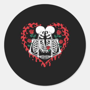 Women Funny Valentine Skull And Red Blood Horror Classic Round Sticker