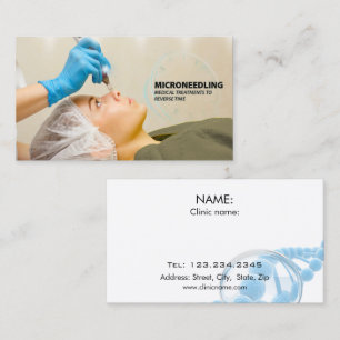 Women getting microneedle skin treatment business card