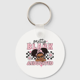 Women Gift Pretty Black And Educated Black African Key Ring