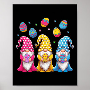 Women Girls Cute Gnome Easter Gnome Eggs Happy Eas Poster