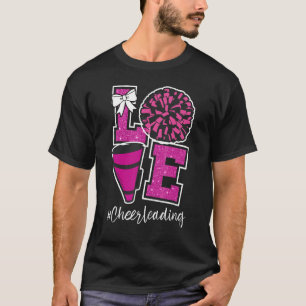 Women Girls Cute Love Cheerleader Cheerleading Acr T-Shirt