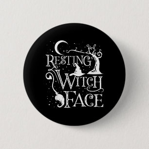 Women Girls Funny Halloween Resting Witch Face 6 Cm Round Badge