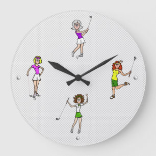 Women Golfers Fun Wall Clock